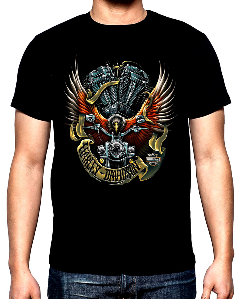 T-SHIRTS Harley Davidson, eagle and motorbike, men's  t-shirt, 100% cotton, S to 5XL